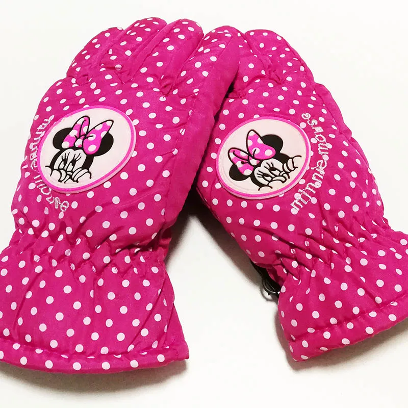 

Mouse Minnie Children Cycling Gloves Boys/Girls Winter Riding Warm Outdoor sports Five finger gloves