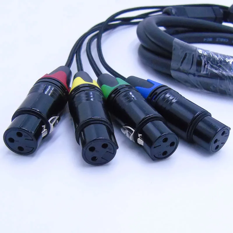 Высококачественный 4 канальный 3 контактный XLR кабель штекер гнездо