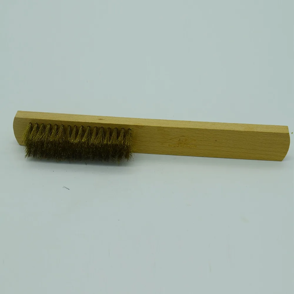 wire brass brush with wooden handle 6 rows brush for Jewelry Cleaning