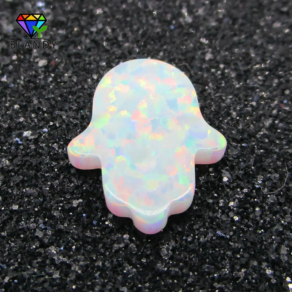 

11x13mm Hamsa Opal High Quality Fatima Hand Shape OP17 White Synthetic Opal Pendant Beads For Necklace Free Shipping