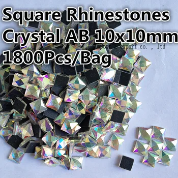 

Crystals Glass Stones Crystal AB 10*10mm 1800pcs Square FlatBack Hot Fix Shape Rhinestones Shiny Trim Strass