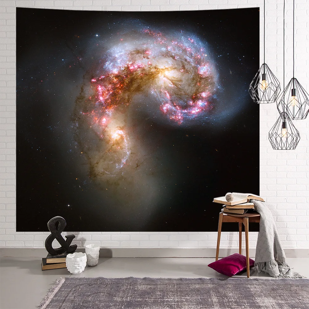 Galaxy Psychedelic Star Tapestry Wall Hanging Lightweight Polyester Fabric Forest wall hanging Decoration Home - Цвет: Светло-серый