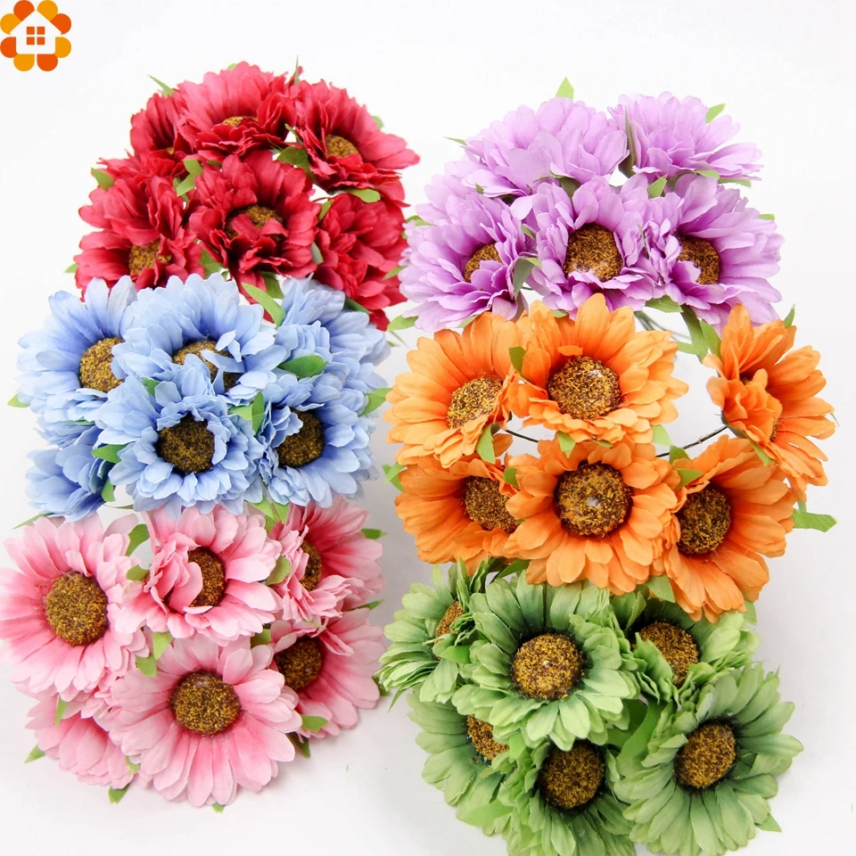 081 10 De Réduction6 Pièces Bricolage Artificiel Fleurs Faux Tournesol Scrapbooking Fleurs Bouquet Pour Fête Mariage Artisanat Fournitures Fleurs