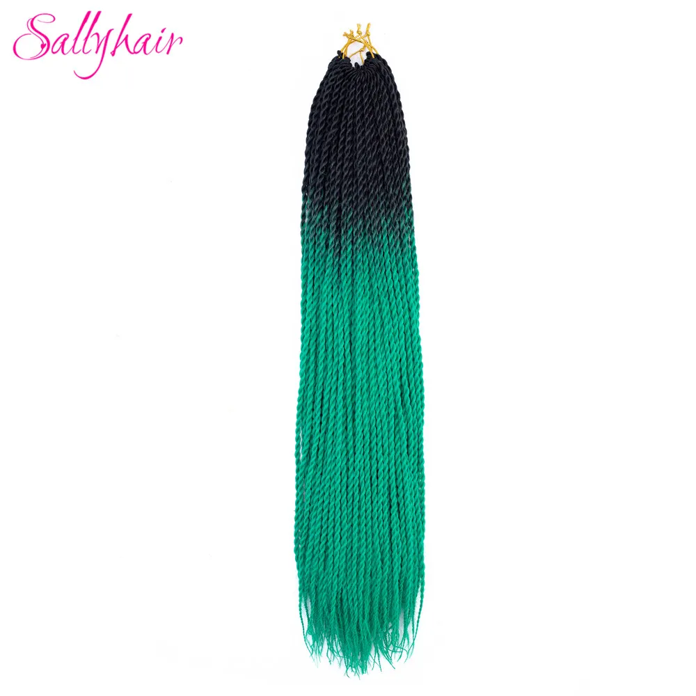 Sallyhair, 24 дюйма, 20 прядей, Омбре, цвет, сенегаль, закрученные косички, волосы для наращивания, высокая температура, синтетические, вязанные, косички - Цвет: T1B/33