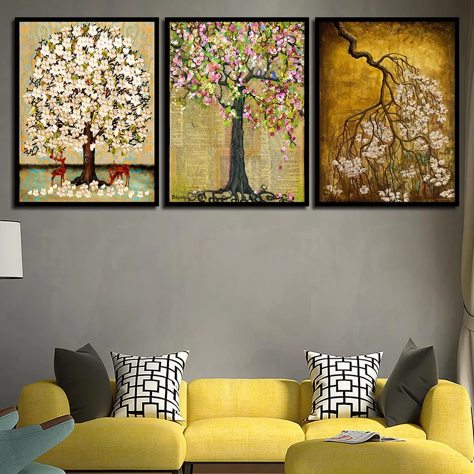 Us 1 91 40 Off Wall Pop Art Modular Prints Flower Trees Hd Nordic Home Bedside Background Hang Pictures Decor Canvas Painting Simple Poster In