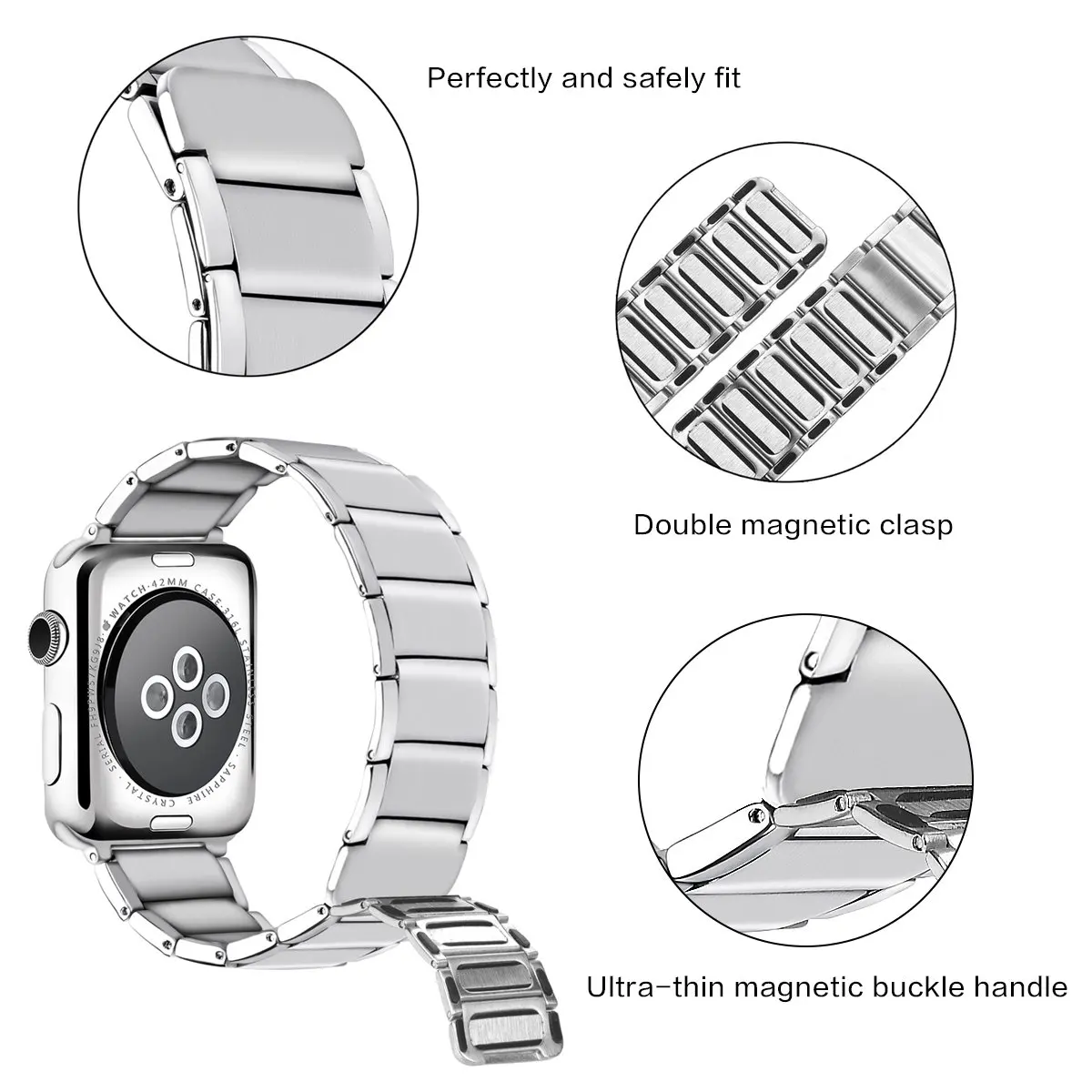 Stainless Steel Strap for apple watch band 38/42mm Metal Link Bracelet watch Strap for apple watch 4 band 40mm Series 1 2 3 44mm