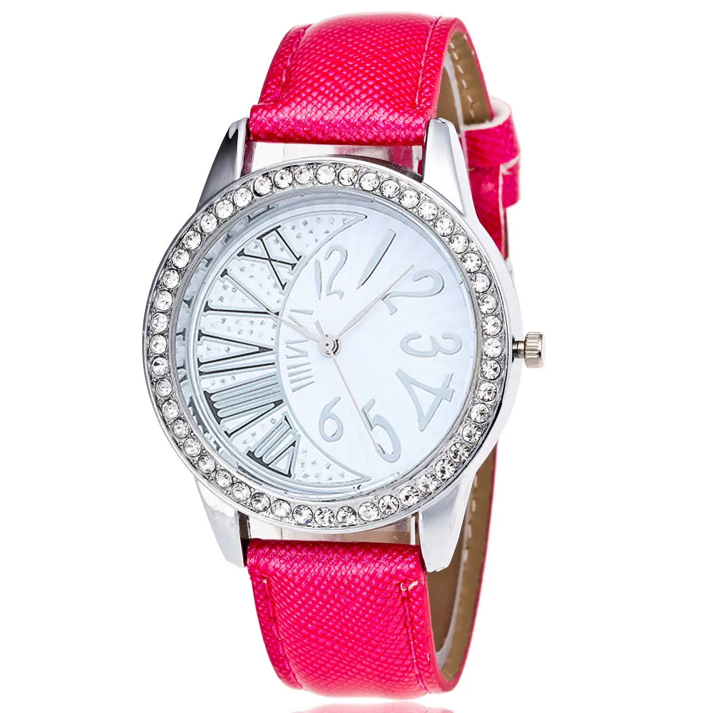 Gofuly, Модные Качественные кварцевые часы с кристаллами, женские часы, роскошные женские наручные часы для женщин, montre femme, подарки - Цвет: Hot Red