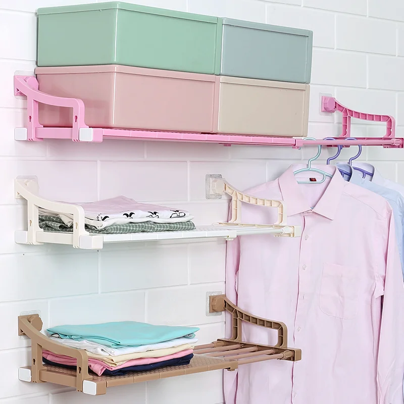 

No Holes Adjustable Space Saving Storage Rack Hanger Shelf Shelve Organizer Rack Storage Shelf For Kitchen Bathroom Wall Holder