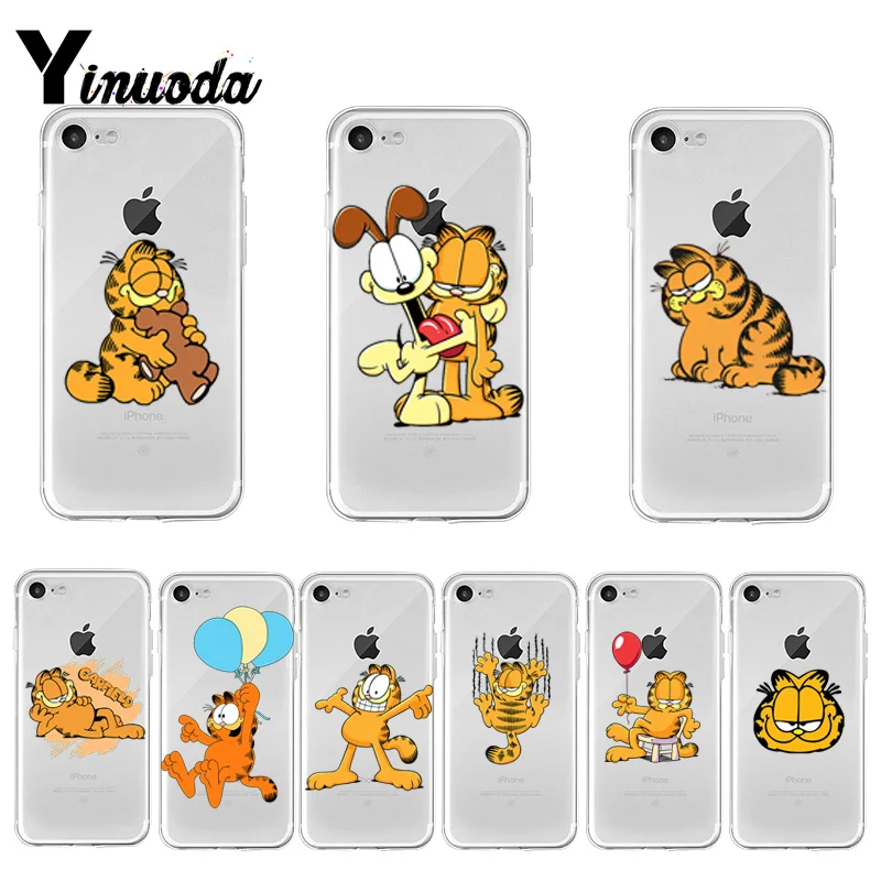 

Yinuoda cute Garfield Soft TPU silicone Unique Design Phone Case Cover for Apple iPhone 8 7 6 6S Plus X XS max 5 5S SE XR Cover