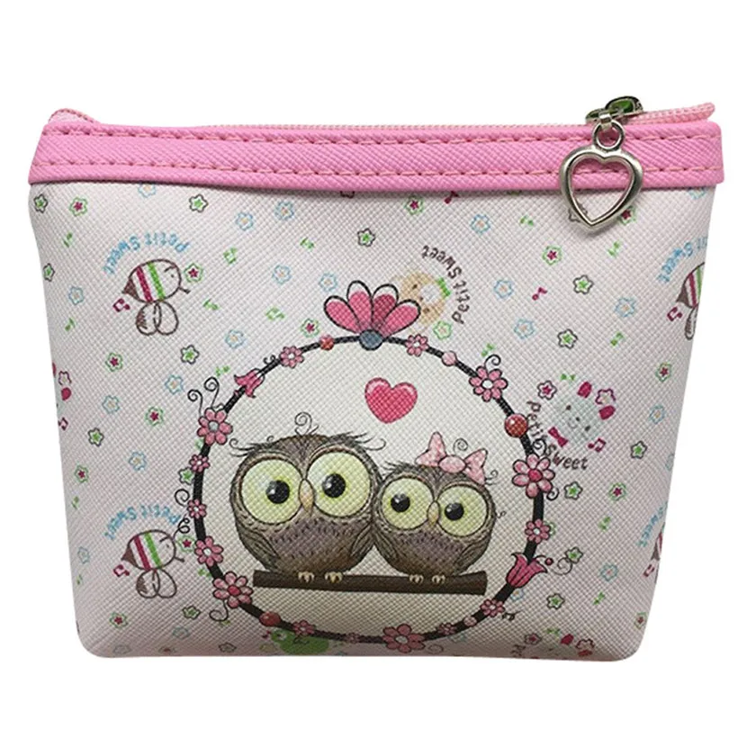 Women small Cute Owl font b Wallet b font Credit Card Holder Short PU leather Coin