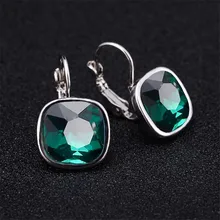 5 Colors Fashion Brand Design Round Earrings Clip on Earring Silver Plated Austrian Crystals Women Earrings Wholesale Jewelry