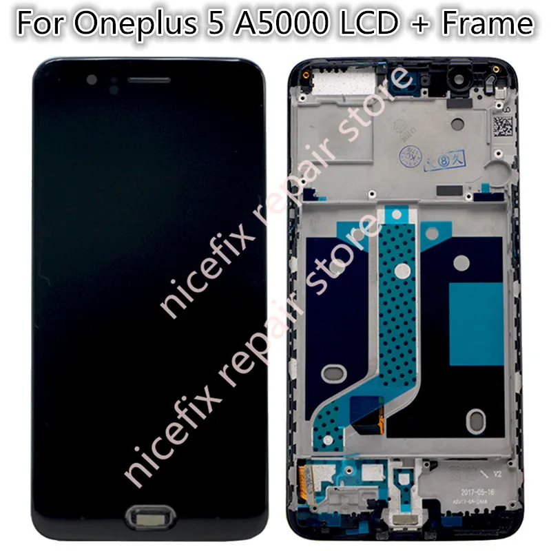 

Tested Oneplus 5 LCD Display Screen Touch Panel Complete Assembly Oneplus 5 A5000 Five LCD Digitizer Display+ Frame Spare Parts