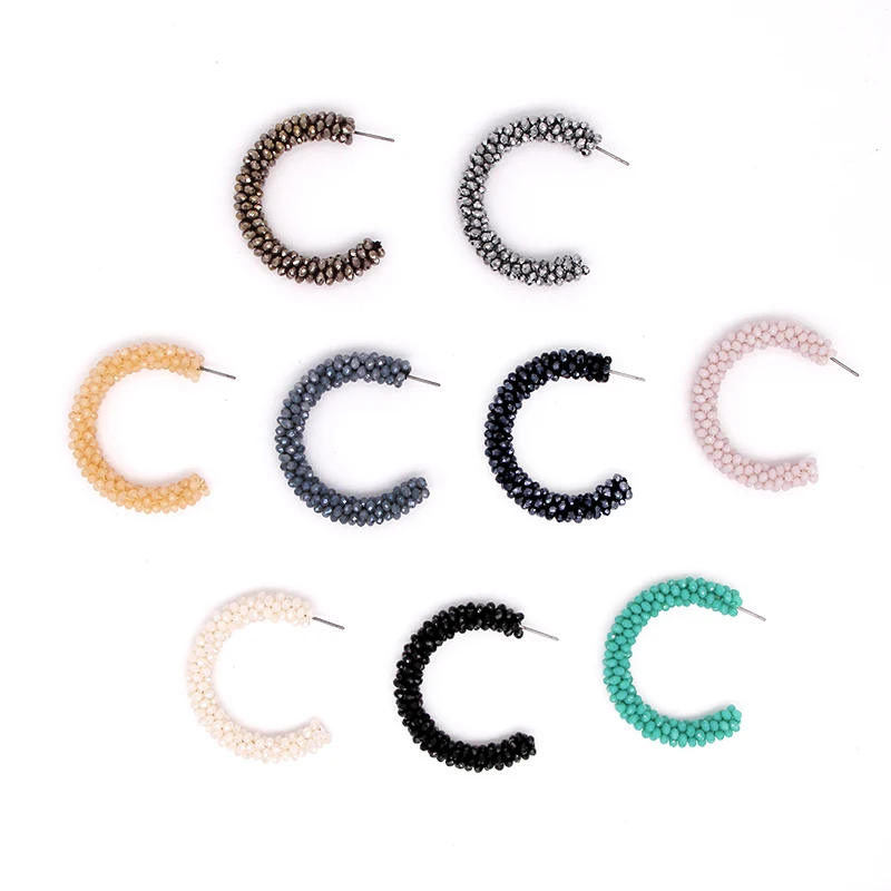INKDEW C Тип бусины обруч с кристаллами серьги трендовые геометрические круглые блестящие большие серьги для женщин подарок вечерние дизайн бохо