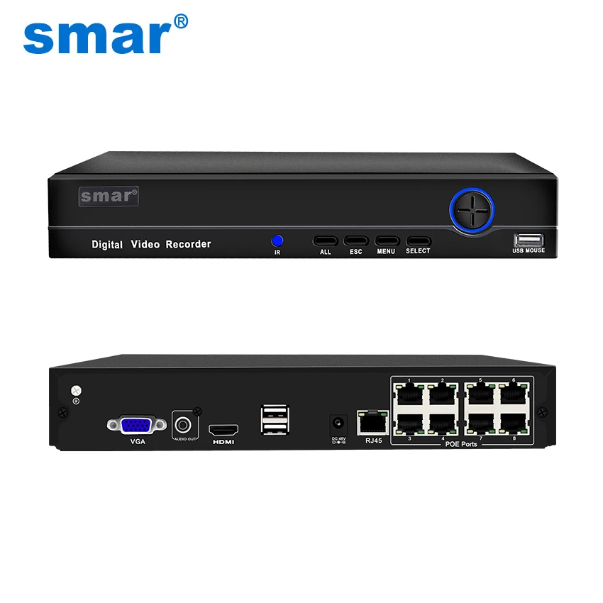 Видеорегистратор Smar Система охранного видеонаблюдения POE NVR 8CH H.264 Onvif HI3520D сетевой