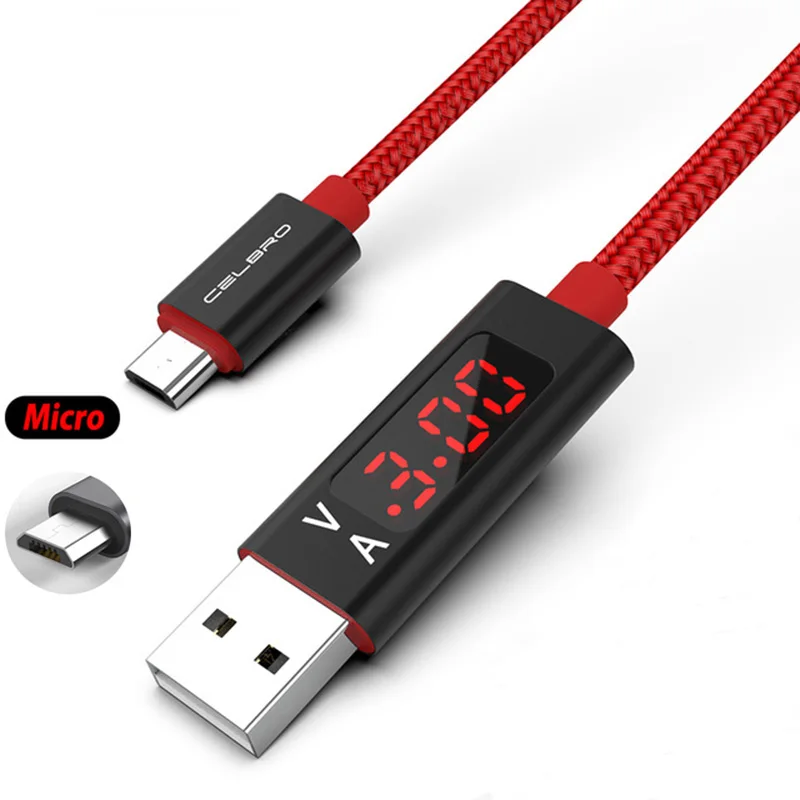 

Voltage Current LED Display Micro USB Fast Charging Cable Microusb Data Cable Line for Huawei Honor 7 6 9i 8X 7X 7C P8 P9 Lite