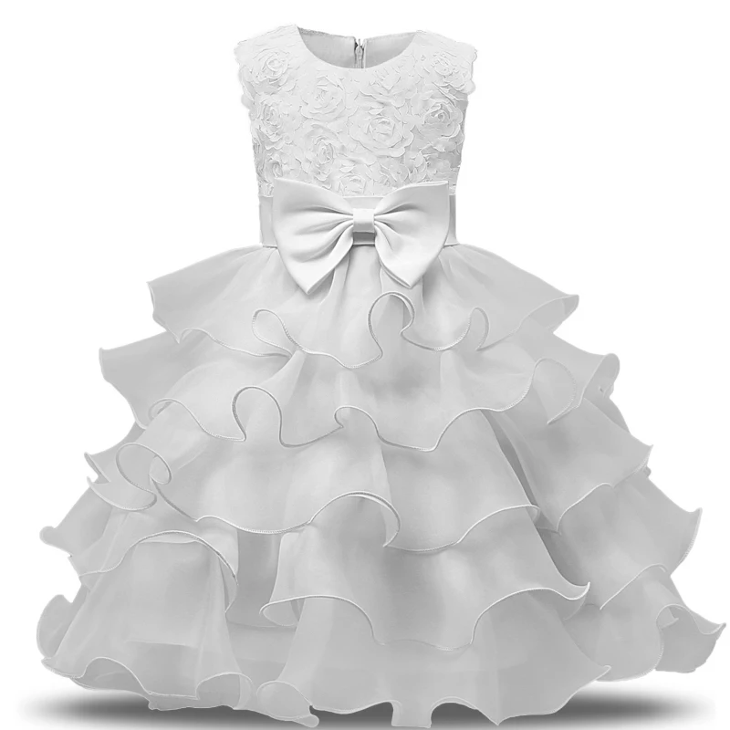 Высококачественное Пышное элегантное платье для крещения для новорожденных девочек платье-пачка для девочек на 1 день рождения с цветами, платье для маленьких церемоний - Цвет: As Photo