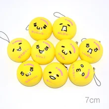 30 шт./лот 7 см мягкое Kaomoji желтые булочки мягкие медленно увеличивающие рост Моделирование еда детские игрушки коллекционные игрушки