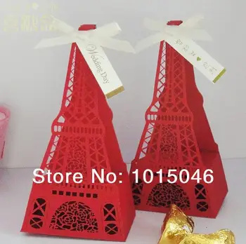 

Free Shipping 50X Red Hollow Eiffel Tower Candy Box Wedding Party Favor Gift Box Candy Box