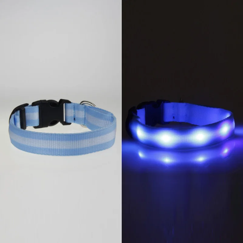 Nylon LED Pet Dog Collar,Night Safety Flashing Glow In The Dark Dog