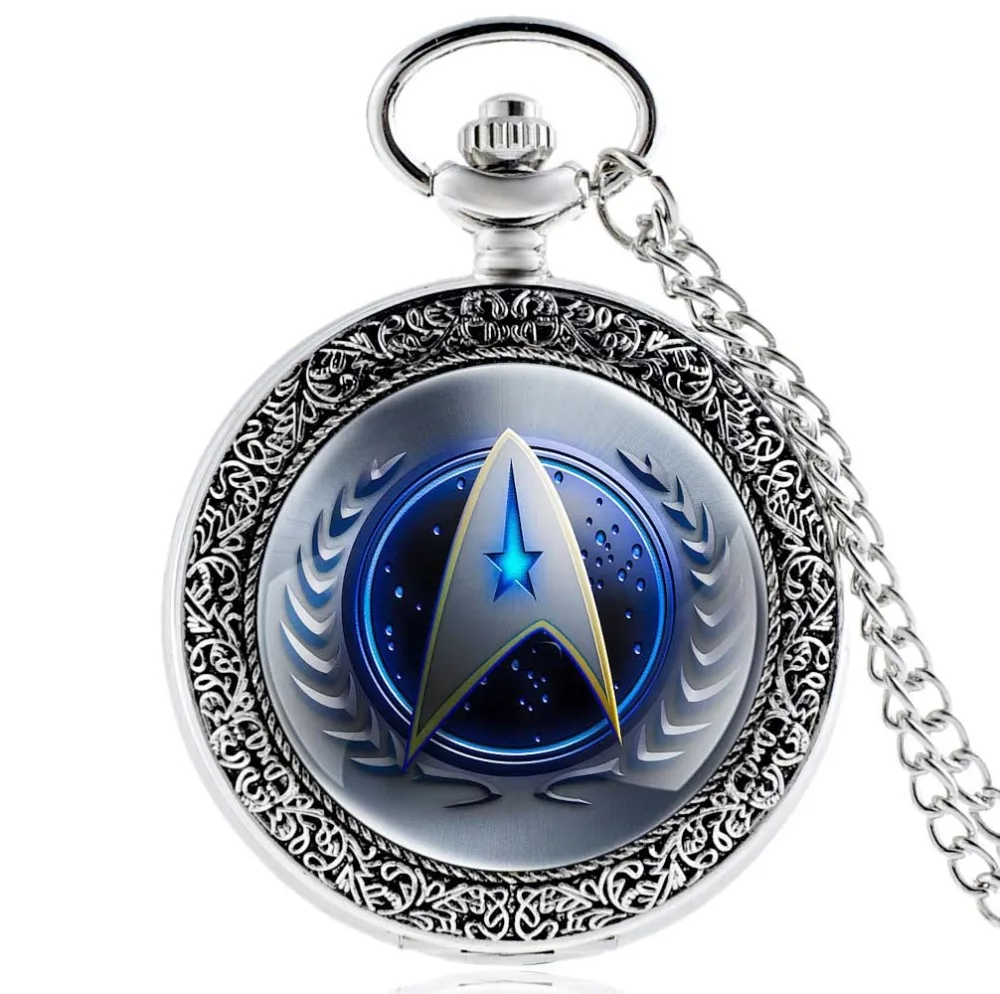 

New Arrivals Silver Star Trek Bronze Quartz Pocket Watch Vintage Men Women Pendant Necklace Clock Gift
