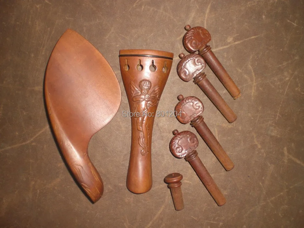 

1 Set Carved Jujube Violin fitting 4/4 with pegs, end pin, tailpiece and chin rest without holes 0802#