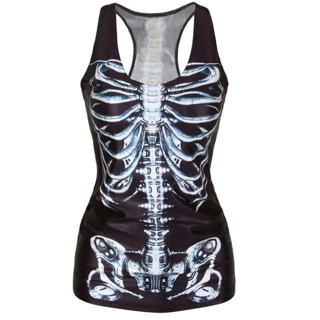 Women Tank Top Skeleton Skull 3D Print Leisure Woman Crop Tops