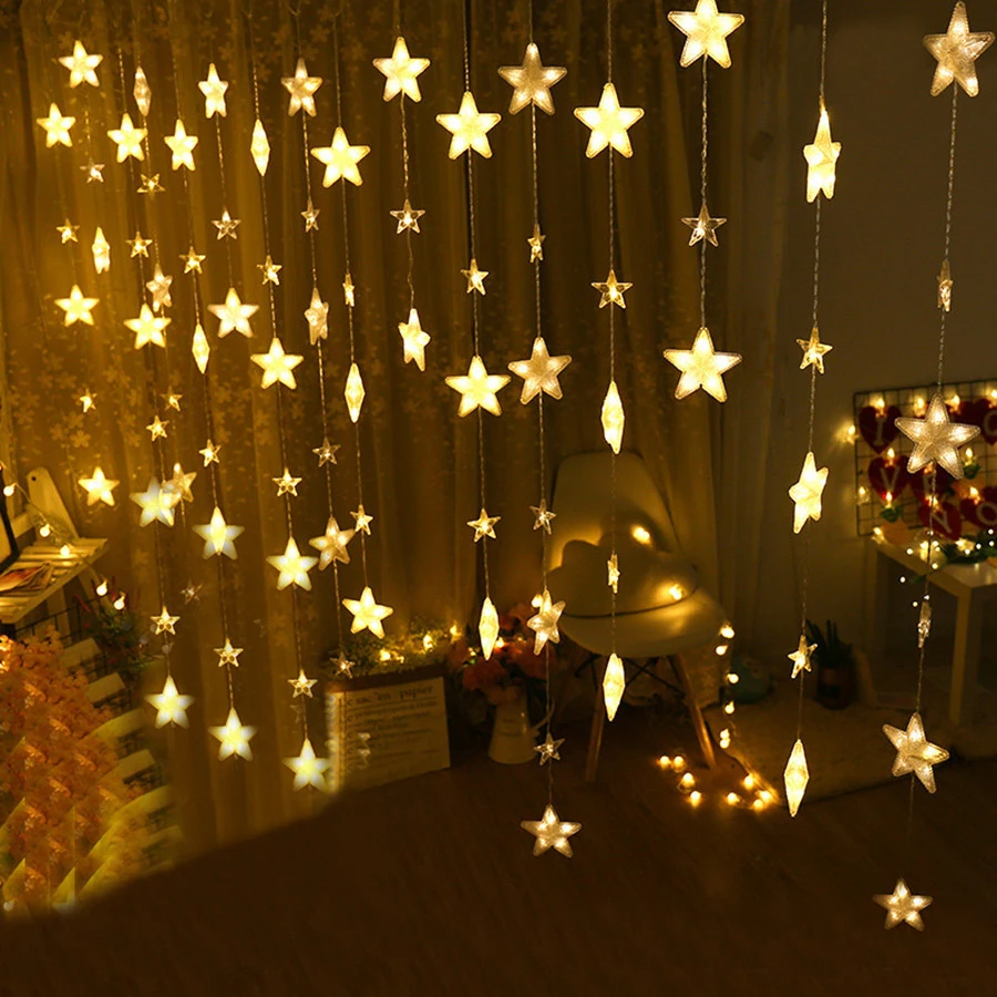 Thrisdar 3.5M 252Leds Full Sky Star Curtain Icice LED String Light 8 Mode Romantic Star Window Wedding Party Christmas Garland Thrisdar 3.5M 252Leds Full Sky Star Curtain Icice LED String Light 8 Mode Romantic Star Window Wedding Party Christmas Garland