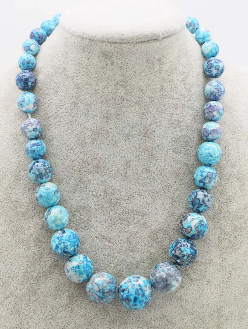 

blue jade 10-20mm necklace 18inch wholesale beads nature FPPJ woman 2018