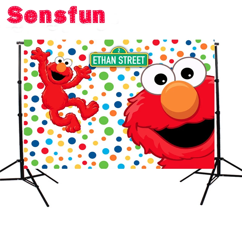 YH031 Sensfun мультфильм красный Elmo первый день рождения фон Фото фоны Красочные Улица Сезам Новорожденные вечерние баннер событий 7x5ft