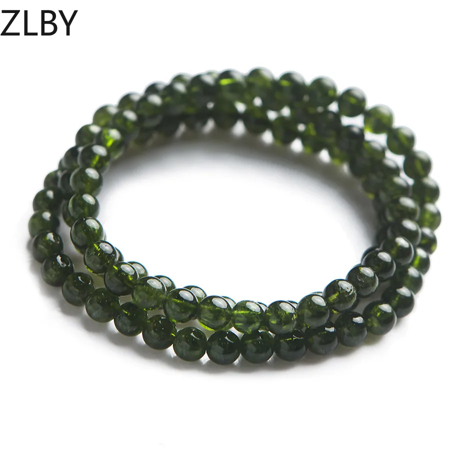 

6mm Genuine Green Natural Diopside Bracelets For Women Men Stretch Crystal Round Bead Bracelet AAAA