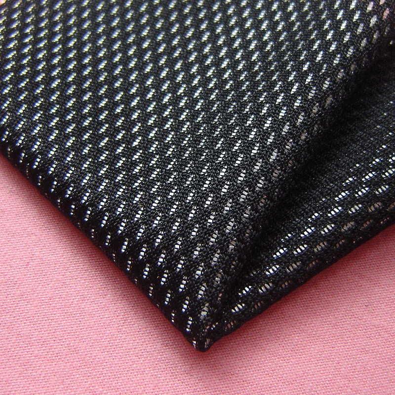 

1 Piece New designer fashion sport shirt black mesh fabric polyester mercerized french casual pants trouse apparel cloth tissu