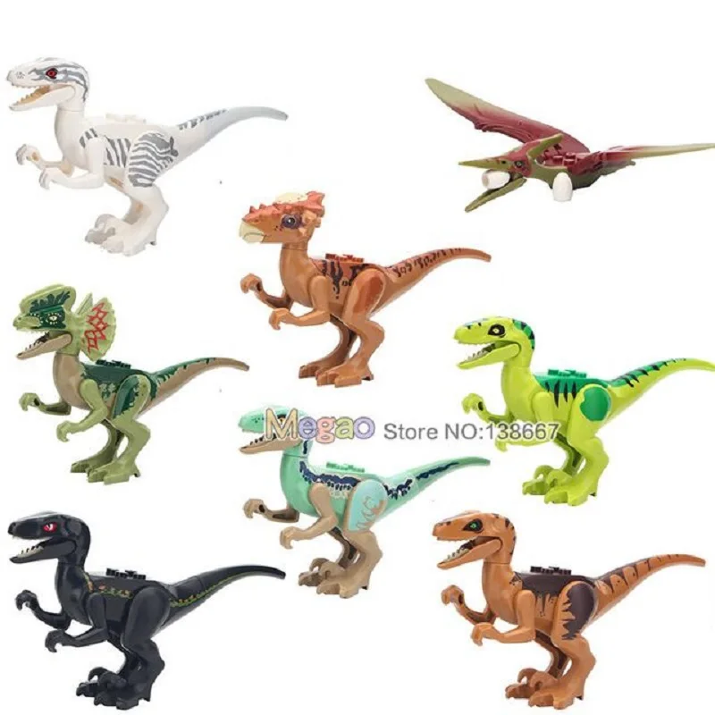 Одноместный динозавр Юрского периода строительный блок carnoaurus T-Rex животные s