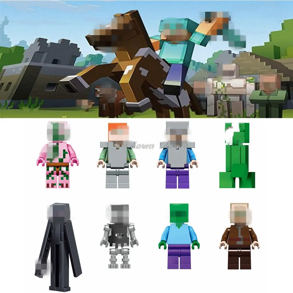 

Legoing minecraft figures Alex STEVE ZOMBIE Villager Creeper Enderman Model Building Blocks Toys for Children minecraft Legoing