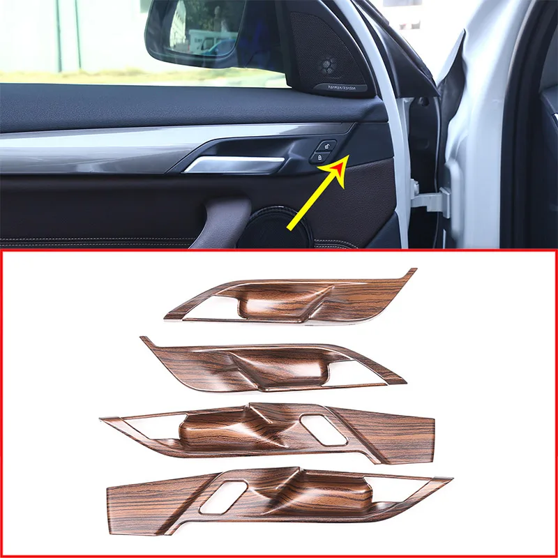 4 pcs Pine Wood Grain For BMW X1 F48 2016 2019 ABS Interior Door Handle Trim Accessories For BMW ...