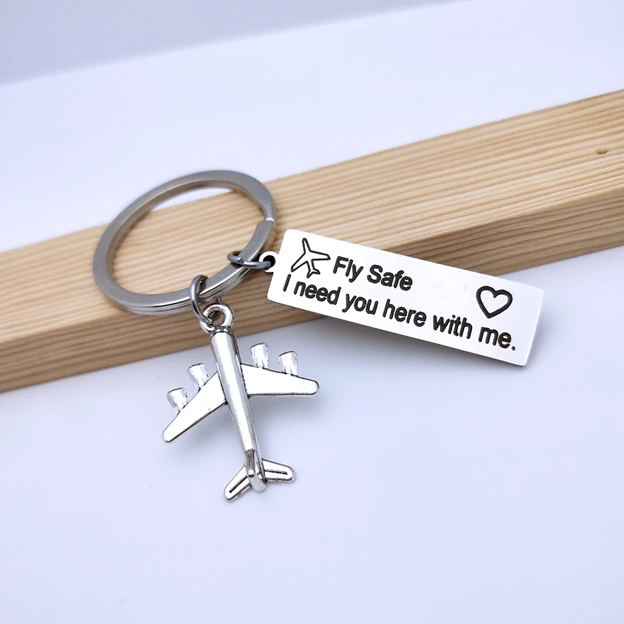 

Engraved Drive Safe Fly Safe Key Chain Airplane Keychain Couples Boyfriend Husband Women Men Pilot Flight Attendant Gift keyring