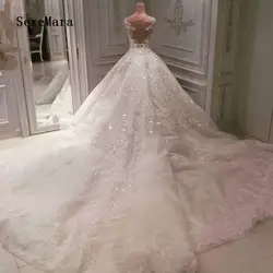 Роскошные Аппликации блёстки Плиссированное свадебное платье Винтаж Ближний Восток Саудовская Аравия свадебное платье плюс размеры