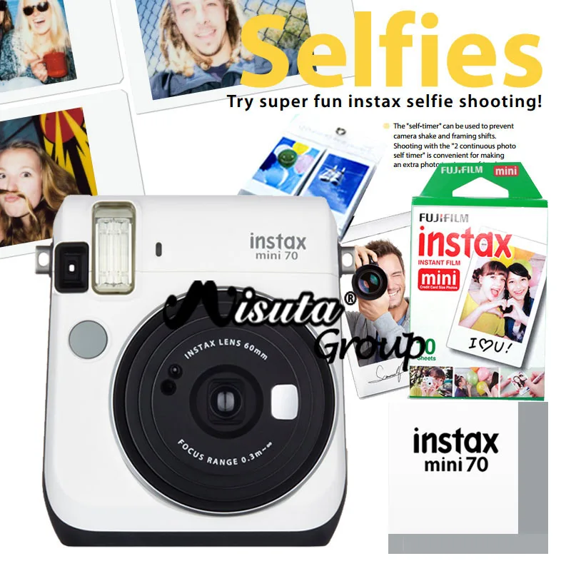 Fujifilm Fuji Instax Mini 70 Instant Film Photo Camera Moon White Color