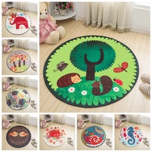 Милый круглый ковер с рисунком ежика из мультфильма, декоративный мягкий коврик для йоги, детские коврики для игры в ползание, коврик для прихожей