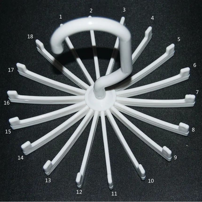 Круглый пластиковый крючок для галстука, вешалка для галстука, 18-20 коготь, рамка для дисплея, Влажная и сухая, двойное использование, высокое качество жизни, вращение на 360 ° - Цвет: 14X12cm(18CLAW)WHITE