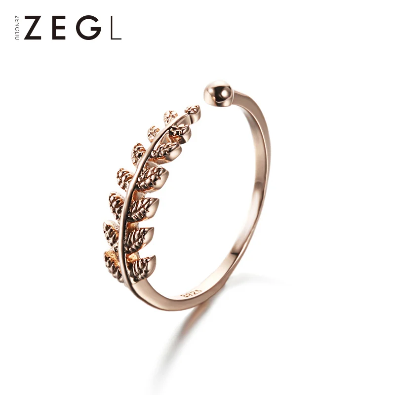 

ZEGL 925 silver feather ring female little finger tail ring finger ring joint simple jewelry girlfriends ring