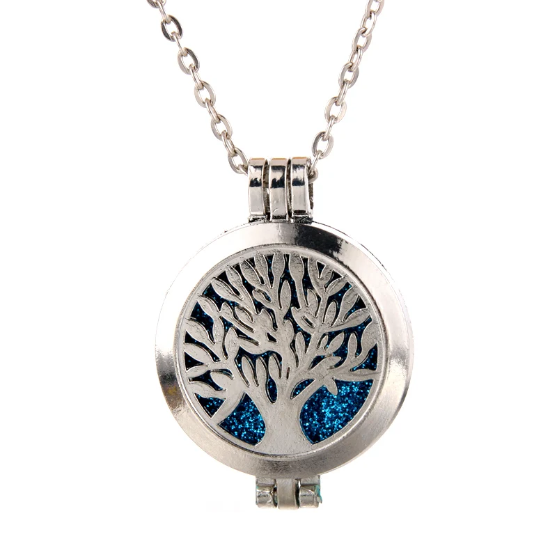 

life Tree Aroma Diffuser Necklace Perfume Essential Oil Diffuser Aromatherapy Retro Locket Pendant Necklace Send gasket