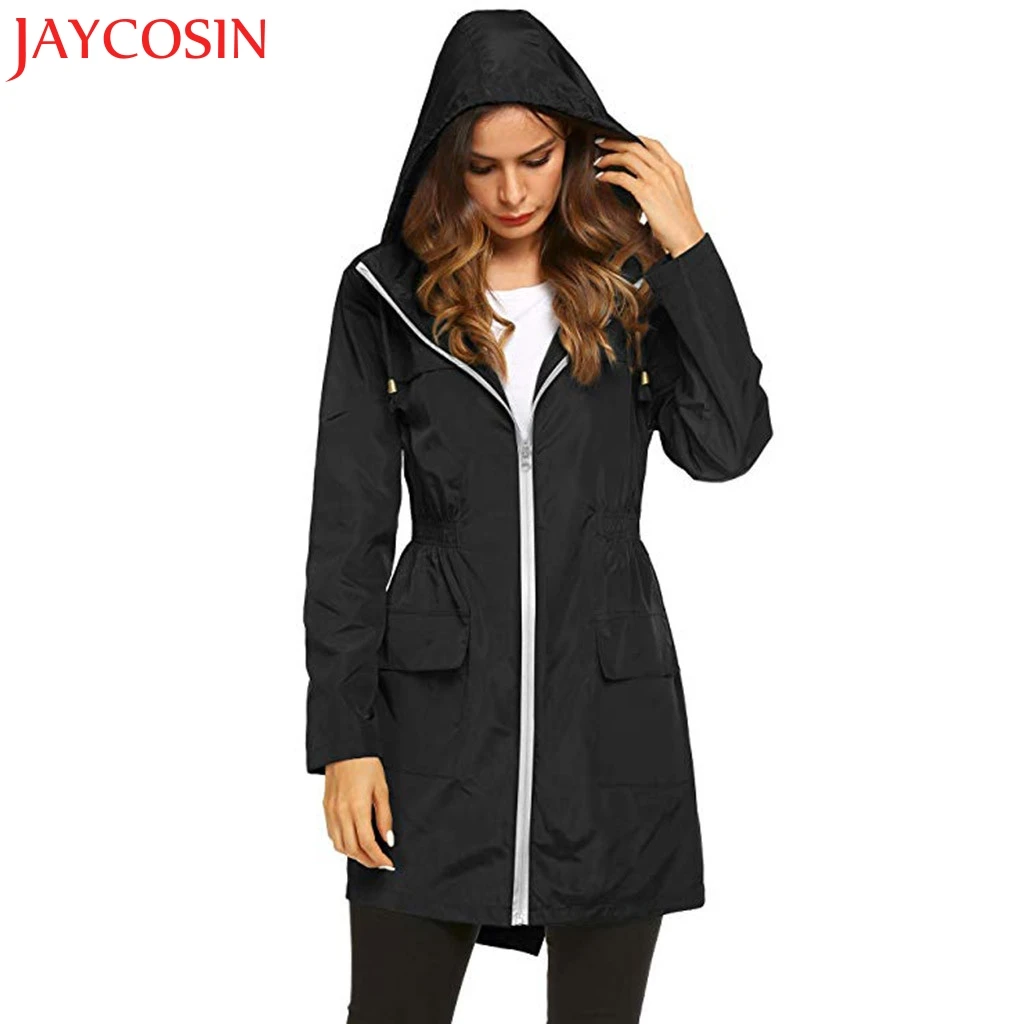 

JAYCOSIN Women's Solid Rain Jacket Outdoor Jackets Waterproof Hooded Raincoat Windproof Dropship Dec.1