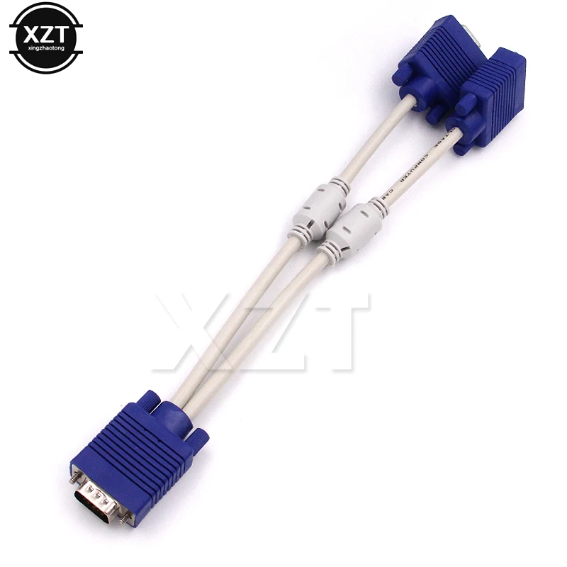 Low Price 1pc computer to dual 2 monitor vga splitter cable video Y 15 pin two ports male female for PC laptop | Компьютеры и офис
