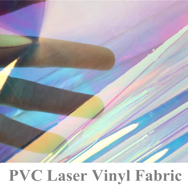 92 x 95cm Clear Glitter PVC Vinyl Fabrics Iridescent Magic