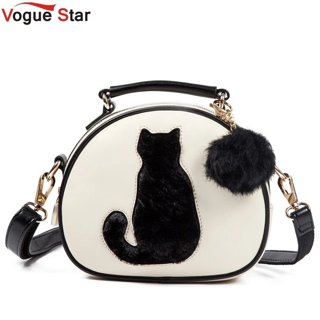 Vogue Star 2018 Cat Printing Bag Las Crossbody Bags Circle Women Vogue Star 2018 Cat Printing Bag Las Crossbody Bags Circle Women Leather Handbags With Fur Ball