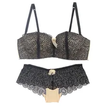 2017 Newest Sexy Women’s Adjustable Lace Bra Sets Wire Free Push-up Padded Lingerie Underwear Black/White/Pink