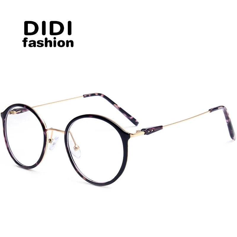 DIDI титановые леопардовые очки для ПК, унисекс, круглая металлическая оправа, очки, прозрачные оптические очки по рецепту, оправы Lunette U602 - Цвет оправы: C3 Printing Frame