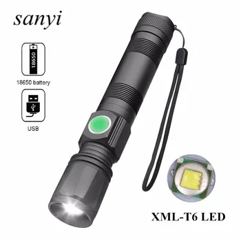 

Powerful LED T6 2000LM Tactical Flashlight usb Charging Aluminum Alloy Flashlight Torch Camping Hunting Lamp For 1*18650 Battery