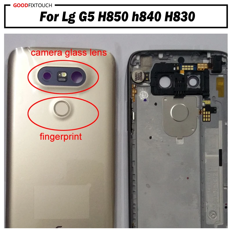 Для Lg G5 H850 h840 H830 задняя крышка батарейного отсека задняя крышка корпус батарейного отсека полная сборка+ объектив камеры+ отпечаток пальца