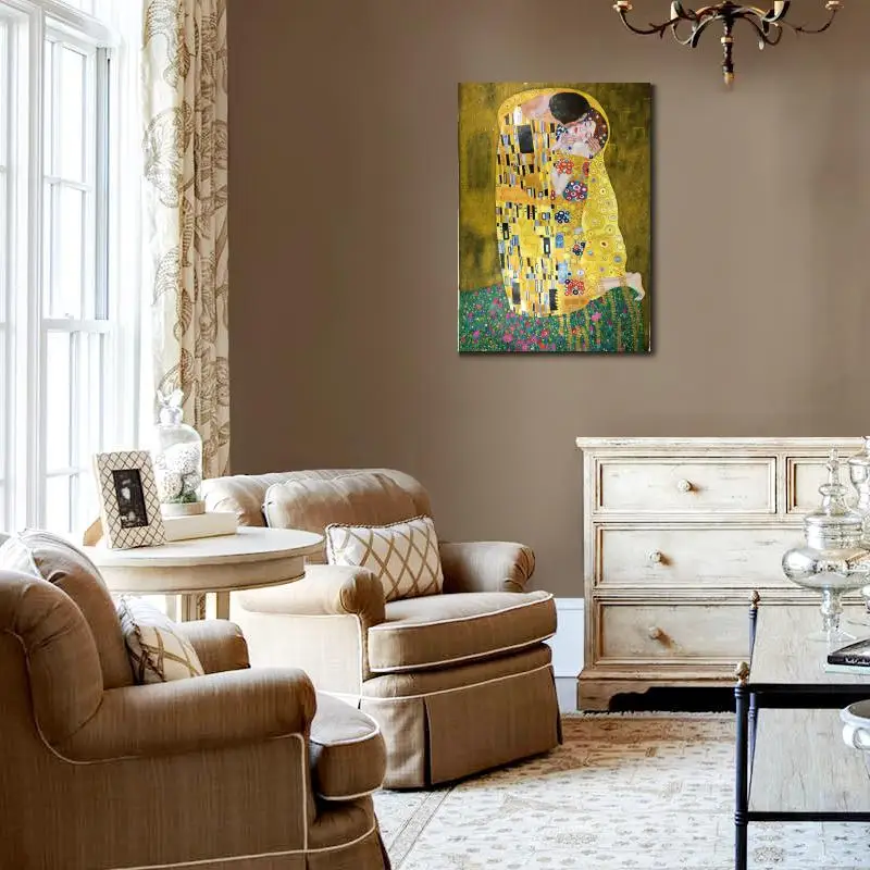 Высокое качество Золотой лист на холсте известный Густав Климт Картина маслом Репродукция поцелуй искусство для спальни гостиной ручная роспись